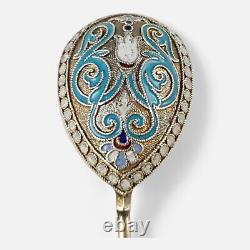 Imperial Russian Silver Gilt and Enamel Coffee Spoon