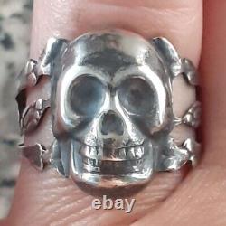 Imperial Russian Silver MEMENTO MORI SKULL RING with Snakes Maker A? C 19th C