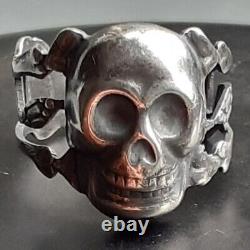 Imperial Russian Silver MEMENTO MORI SKULL RING with Snakes Maker A? C 19th C