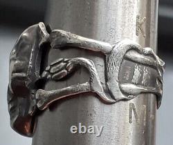 Imperial Russian Silver MEMENTO MORI SKULL RING with Snakes Maker A? C 19th C