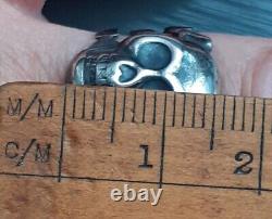 Imperial Russian Silver MEMENTO MORI SKULL RING with Snakes Maker A? C 19th C