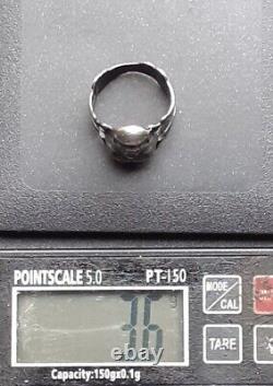 Imperial Russian Silver MEMENTO MORI SKULL RING with Snakes Maker A? C 19th C