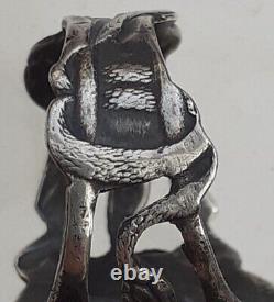 Imperial Russian Silver MEMENTO MORI SKULL RING with Snakes Maker A? C 19th C