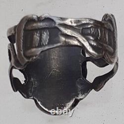 Imperial Russian Silver MEMENTO MORI SKULL RING with Snakes Maker A? C 19th C