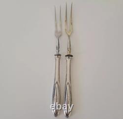 Imperial Russian Silver Meat Forks 84 Solid Silver Hallmarked Riga Latvian
