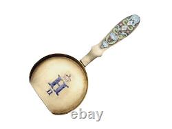 Imperial Russian Silver Spoon Cloisonne Enamel Cipher Crown Tsar Nicholas II RU
