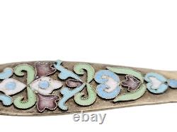 Imperial Russian Silver Spoon Cloisonne Enamel Cipher Crown Tsar Nicholas II RU