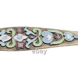 Imperial Russian Silver Spoon Cloisonne Enamel Cipher Crown Tsar Nicholas II RU