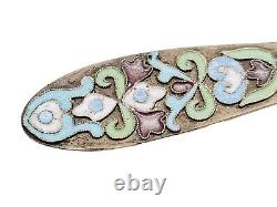 Imperial Russian Silver Spoon Cloisonne Enamel Cipher Crown Tsar Nicholas II RU