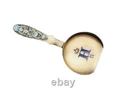Imperial Russian Silver Spoon Cloisonne Enamel Cipher Crown Tsar Nicholas II RU