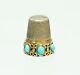 Imperial Russian Tsarist 84 Silver Turquoise Set Sewing Thimble Embroidery