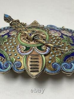 Imperial Russian enamel silver belt buckle. 11th Artel Moscow. Antique