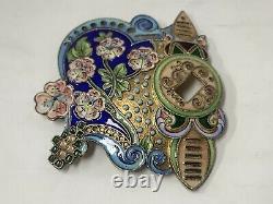 Imperial Russian enamel silver belt buckle. 11th Artel Moscow. Antique