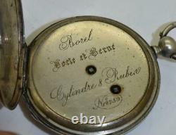 Imperial Russian officer's award key wind silver Borel pocket watch c1878
