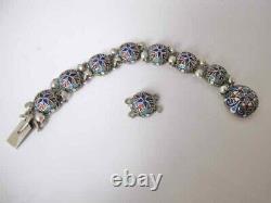 Imperial Russian polychrome enamel silver bracelet St Petersburg c 1900