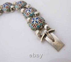 Imperial Russian polychrome enamel silver bracelet St Petersburg c 1900