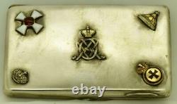 Imperial Russian silver cigarette case awarded by Empress Maria Feodorovna c1902