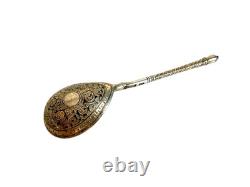 Imperial Russian silver niello spoon 84 Zolotniki Russia Mid 19th century