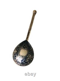 Imperial Russian silver niello spoon 84 Zolotniki Russia Mid 19th century