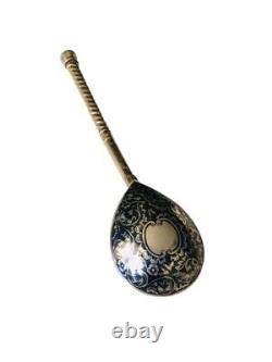 Imperial Russian silver niello spoon 84 Zolotniki Russia Mid 19th century