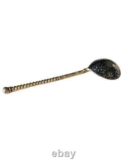 Imperial Russian silver niello spoon 84 Zolotniki Russia Mid 19th century