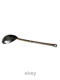 Imperial Russian silver niello spoon 84 Zolotniki Russia Mid 19th century