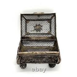 Judaica Antique Imperial Russian Silver 91 Amethyst Spice Filigree Box. 66.8gm