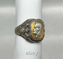K. FABERGE Russian Imperial 88 Silver Enamel Ring Nicholas II