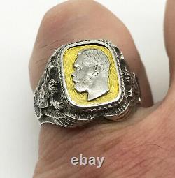 K. FABERGE Russian Imperial 88 Silver Enamel Ring Nicholas II