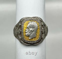 K. FABERGE Russian Imperial 88 Silver Enamel Ring Nicholas II