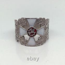 K. FABERGE Russian Imperial 88 Silver Enamel Ring St. George Cross
