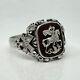 K. FABERGE Russian Imperial 88 Silver Enamel Ring with St. George
