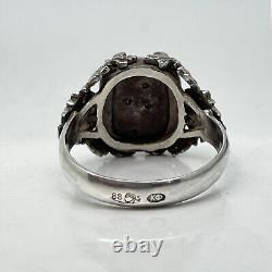 K. FABERGE Russian Imperial 88 Silver Enamel Ring with St. George