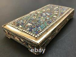 Large Antique Imperial Russian Enameled 84 Silver Box