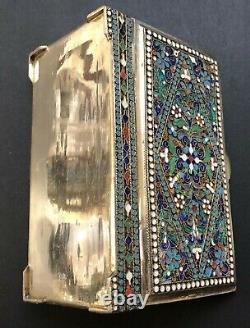 Large Antique Imperial Russian Enameled 84 Silver Box