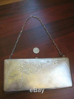 Large Antique Russian Imperial 84 Silver Theater Purse Art Nouveau 617 Gr