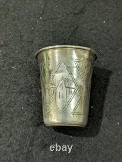Lot Of 6 Antique Imperial Russian 84 Silver Kiddush Cups/ Vodka Beakers