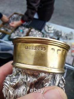 Massive Antique Imperial Russian Sterling Silver 84 Vodka Cup Boar Signed 496gr