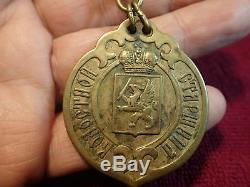 ORIGINAL 1866 ANTIQUE BRONZE BADGE with CHAIN IMPERIAL RUSSIA RUSSIAN