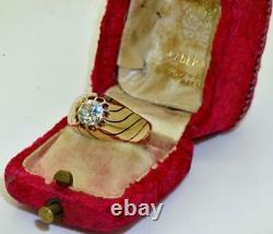 One of a kind antique Imperial Russian Faberge 14k gold, enamel&1ct Diamond ring