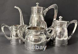 Original Antique Imperial Russian 84-Silver 4-Pieces Tea/Coffee Set
