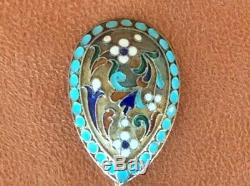 Original Old Russian Imperial Silver 84 Cloisonne Enamel Spoon Antiques Russia