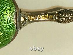 Original Russian Guilloche Enamel 4 Spoons Silver 84 Imperial Antique Cloisonne