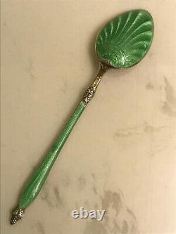 Original Russian Guilloche Enamel 4 Spoons Silver 84 Imperial Antique Cloisonne