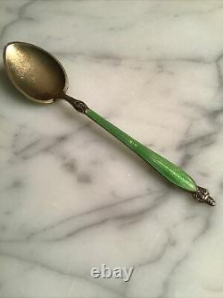 Original Russian Guilloche Enamel 4 Spoons Silver 84 Imperial Antique Cloisonne