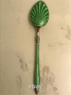 Original Russian Guilloche Enamel 4 Spoons Silver 84 Imperial Antique Cloisonne