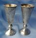 Pair Antique Imperial Russian 84 Silver Shot Glasses Etched 48g Tsarist Russia