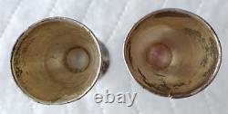 Pair Antique Imperial Russian 84 Silver Shot Glasses Etched 48g Tsarist Russia