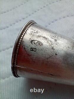 Pair Antique Imperial Russian 84 Silver Shot Glasses Etched 48g Tsarist Russia