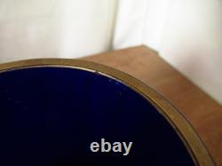 Pair Of Antique Imperial Russian Hand Painted Gold Cobalt Blue Glass Goblets